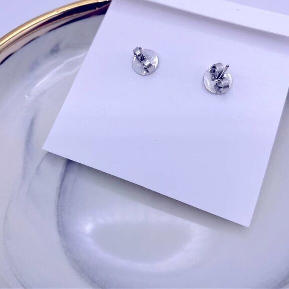 NWOT Tory Burch Silver Citrine Crystal Gray Pearl Dangle Stud Earrings - Picture 9 of 10